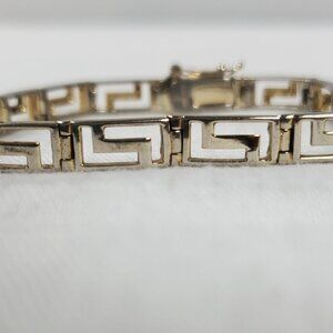 Vintage Sterling Silver 925 Greek Key Design Bracelet 7.5'  8 Grams